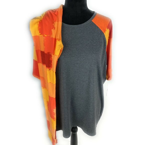 LuLaroe Outfit Womens Orange Gray Top & Legging - Picture 1 of 8